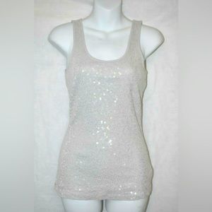 Shine bright!!Express Light Grey Sequin Tank Top